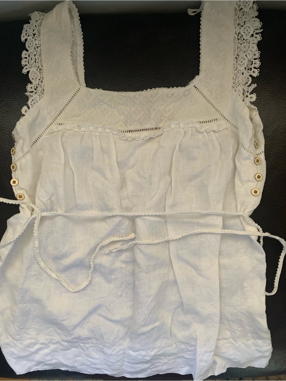 Juicy Couture White Lace Top with Pink Logo Tag